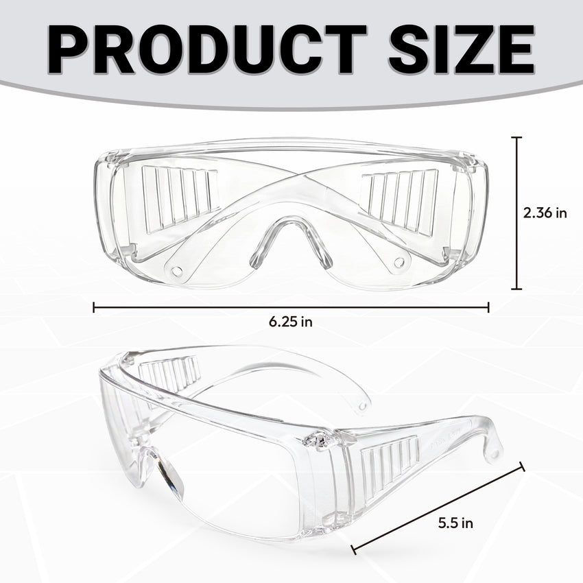 UNINOVA OTG Safety Glasses Over Prescription Glasses – Clear Anti-Fog, 12 Pack