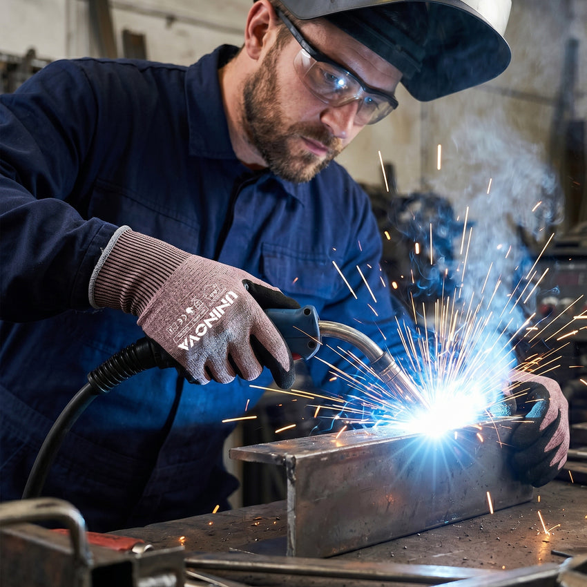 UNINOVA ANSI A6 Cut Resistant Gloves with Sandy Nitrile Grip and Touchscreen Capability