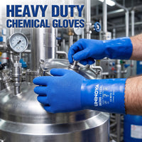UNINOVA 11-Inch PVC Chemical Resistant Gloves – Sandy Grip, Cotton Lined