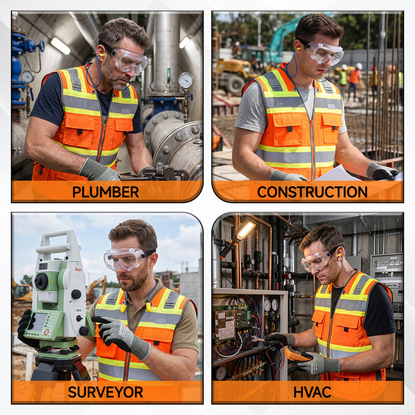 HVAC PPE Kit for Technicians – Safety Vest, Gloves, Goggles & Earplugs