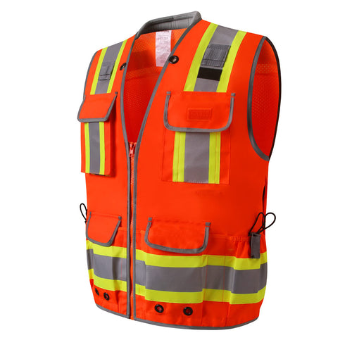 UNINOVA Surveyor Safety Vest Reflective for Men Class 2 Heavy Duty Safety Vests Reflective with Pockets and Zipper