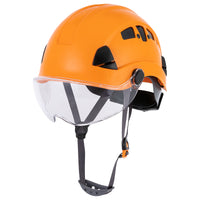 UNINOVA Type I Class C Vented ABS Hard Hat with Clear Visor, 6-Point Ratchet Suspension & Chin Strap