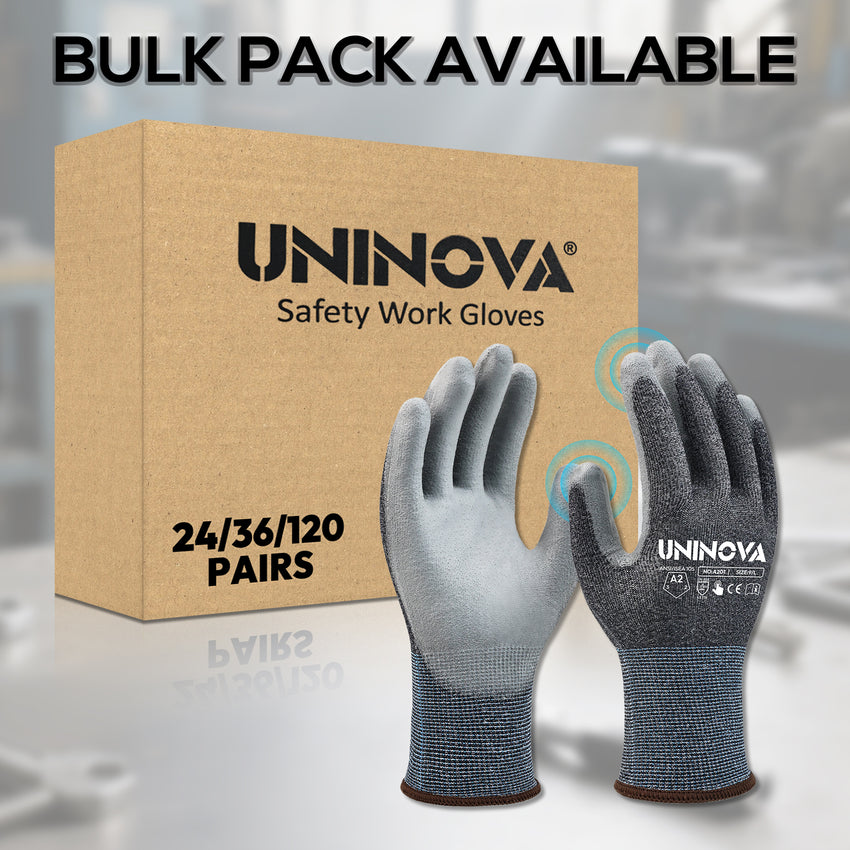 UNINOVA  18-Gauge ANSI A2 Cut-Resistant Touchscreen Work Gloves