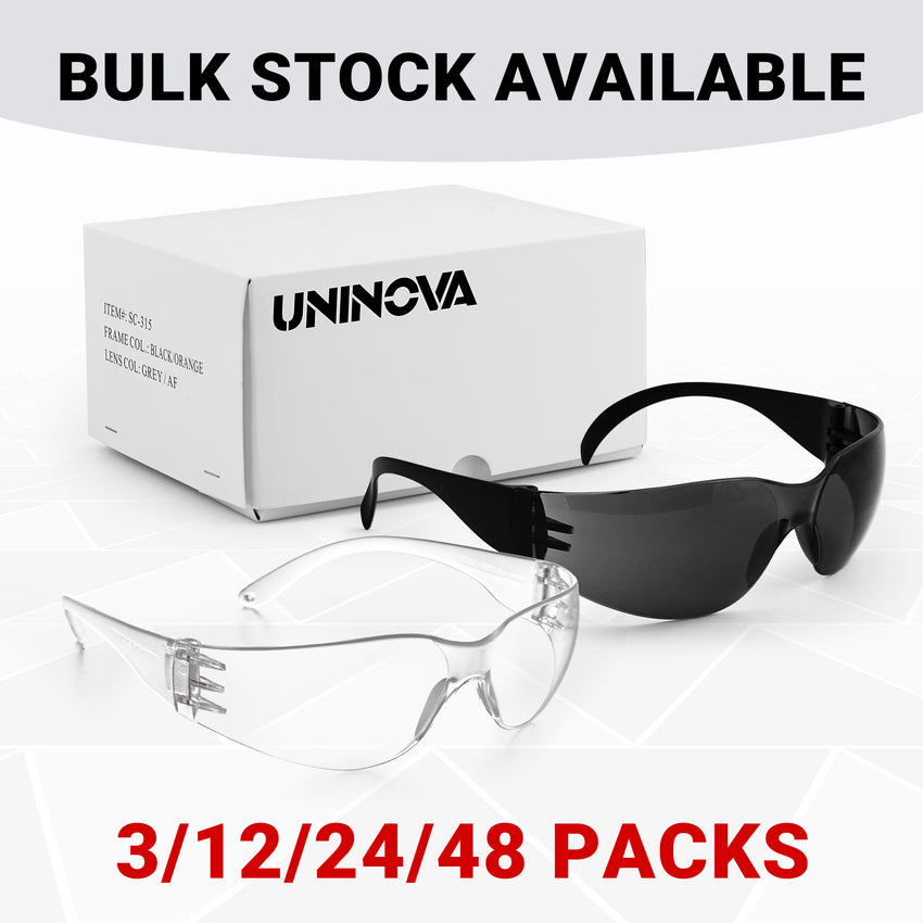 UNINOVA Wraparound Safety Glasses – ANSI Z87.1, Anti-Fog & Anti-Scratch, Clear/Smoke