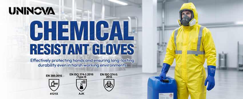 UNINOVA 11-Inch PVC Chemical Resistant Gloves – Sandy Grip, Cotton Lined