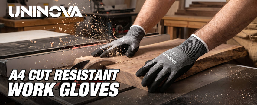 UNINOVA ANSI A4 18-Gauge Nitrile-Coated Gloves, Reinforced Thumb