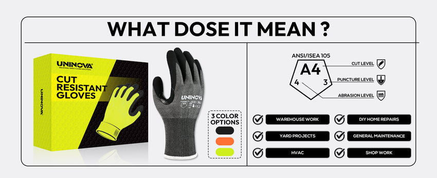 UNINOVA ANSI A4 18-Gauge Nitrile-Coated Gloves, Reinforced Thumb