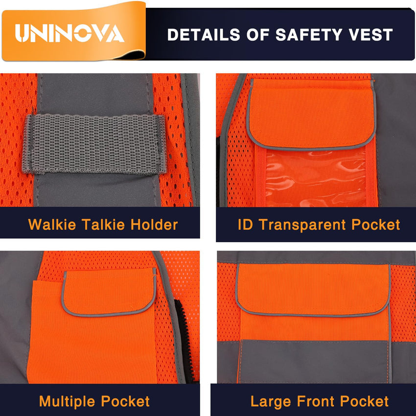 High Visibility Safety Vest ANSI Class 2 Reflective Mesh Work Vest