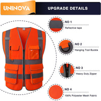 High Visibility Safety Vest ANSI Class 2 Reflective Mesh Work Vest