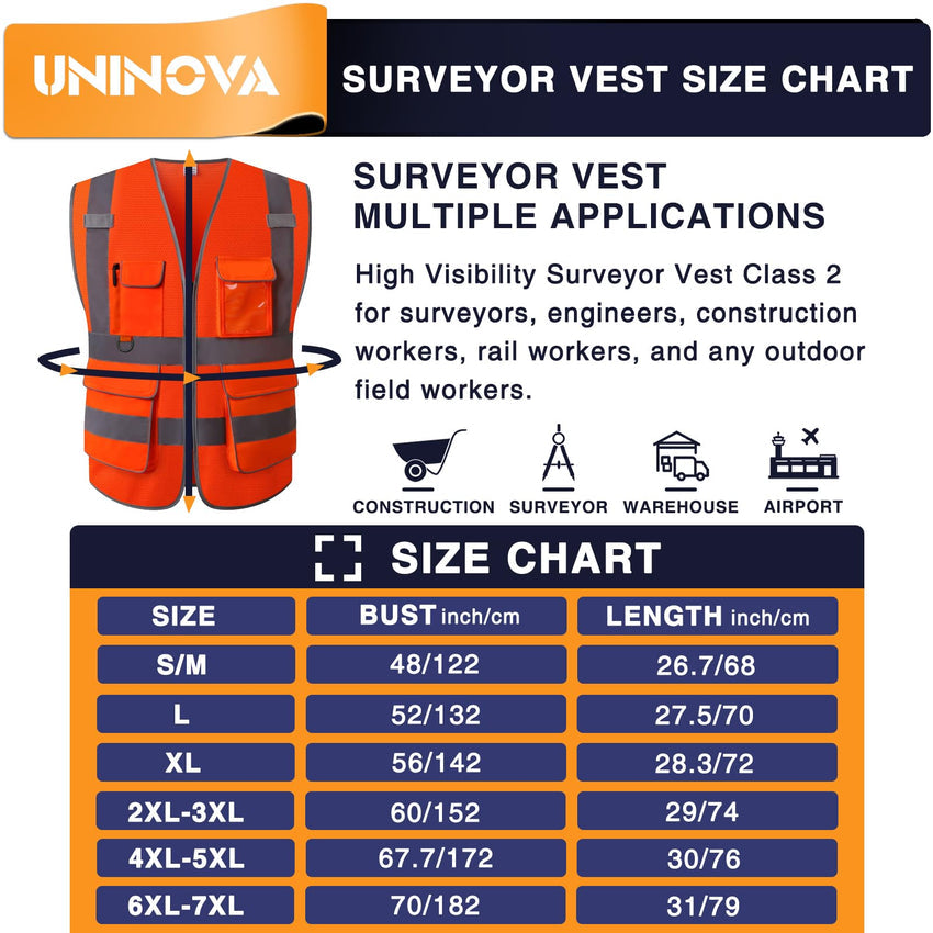 High Visibility Safety Vest ANSI Class 2 Reflective Mesh Work Vest