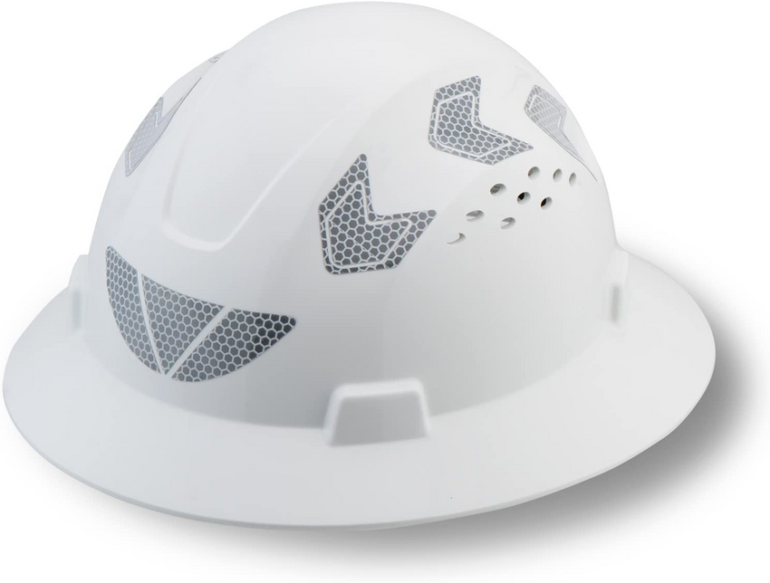 UNINOVA 18-Vent HDPE Full Brim Hard Hat with Reflective Strips, Type I Class C