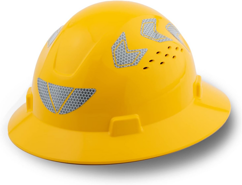 UNINOVA 18-Vent HDPE Full Brim Hard Hat with Reflective Strips, Type I Class C
