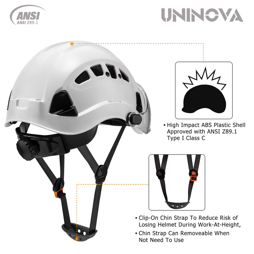 safety construction hard hat with adjustable chin strap 