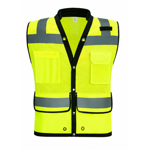 ANSI Class 2 High Visibility Safety Vest with Multi Pockets Reflective Mesh Surveyor Vest for Construction Road Work Utility