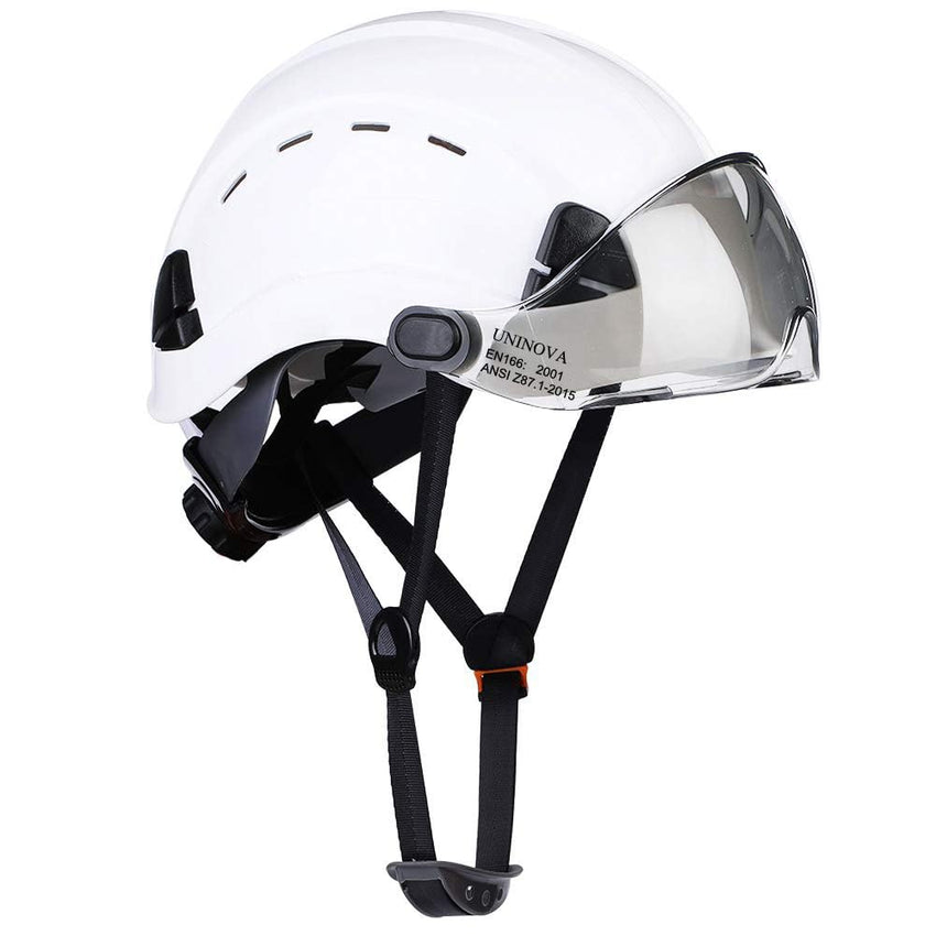 UNINOVA Hard Hats Construction OSHA ANSI Z89.1 Approved Safety Helmet Vented Hard Hat with Visor Adjustable 6 Pt Suspension Safety Hardhats Construction Work
