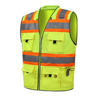 UNINOVA High Visibility Class 2 Safety Vest with Multi Pockets Reflective Mesh Surveyor Vest for Construction Work