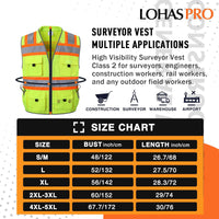 UNINOVA High Visibility Class 2 Safety Vest with Multi Pockets Reflective Mesh Surveyor Vest for Construction Work
