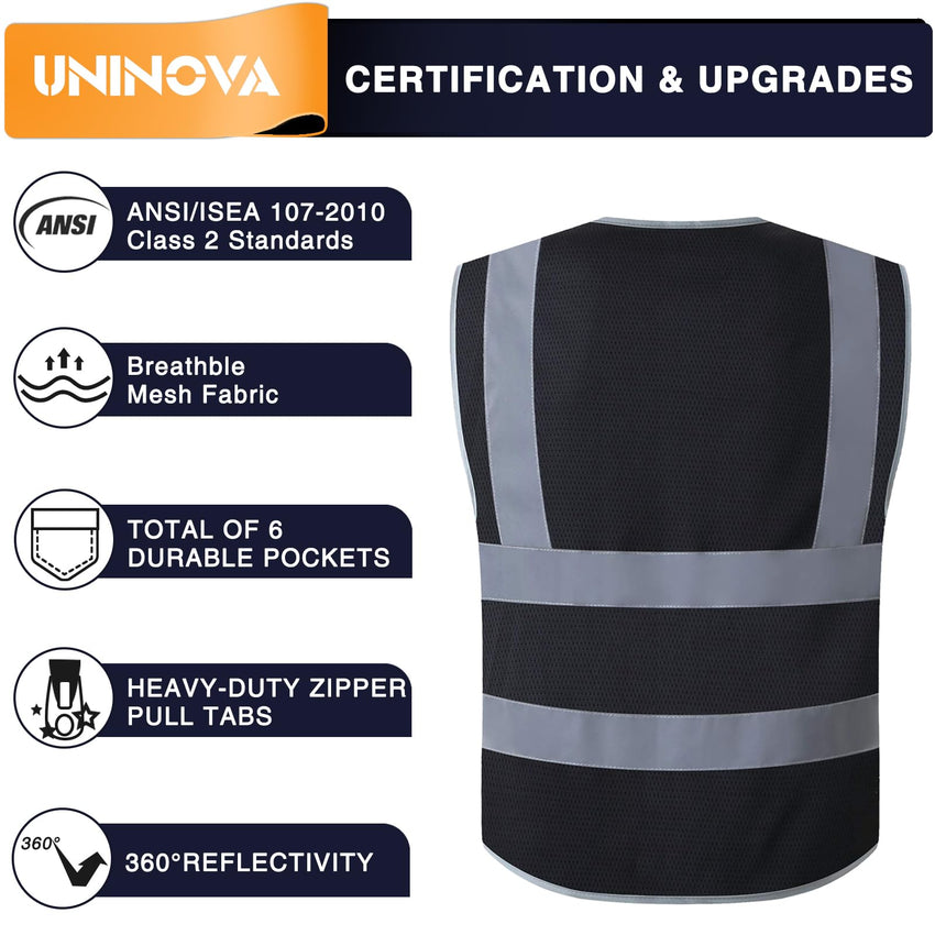 High Visibility Safety Vest ANSI Class 2 Mesh Reflective Work Vest