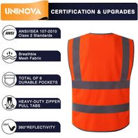 High Visibility Safety Vest ANSI Class 2 Mesh Reflective Work Vest