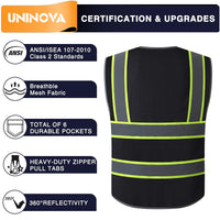 High Visibility Safety Vest ANSI Class 2 Reflective Mesh Work Vest