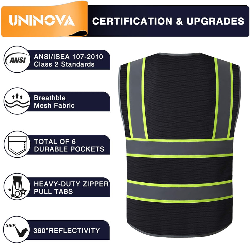 High Visibility Safety Vest ANSI Class 2 Reflective Mesh Work Vest