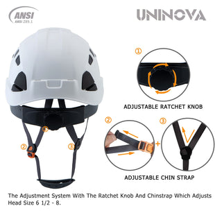 UNINOVA Safety Hard Hat - ANSI Z89.1 Approved Helmet Adjustable - 6-Point Ratchet Suspension & OSHA Hardhats