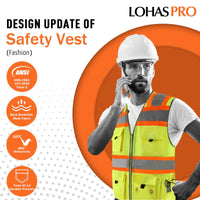 UNINOVA High Visibility Class 2 Safety Vest with Multi Pockets Reflective Mesh Surveyor Vest for Construction Work