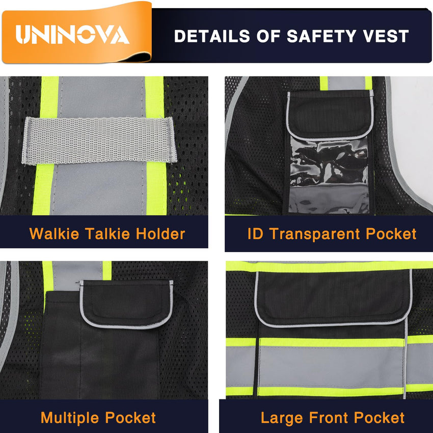 High Visibility Safety Vest ANSI Class 2 Reflective Mesh Work Vest
