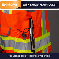 UNINOVA Surveyor Safety Vest Reflective for Men Class 2 Heavy Duty Safety Vests Reflective with Pockets and Zipper