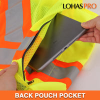 ANSI Class 2 High Visibility Surveyor Safety Vest with 14 Pockets Reflective Work Vest for Construction Utility Engineering