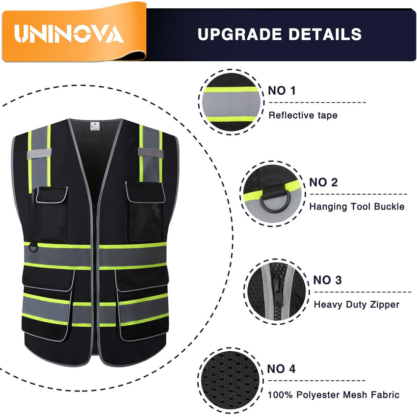 High Visibility Safety Vest ANSI Class 2 Reflective Mesh Work Vest