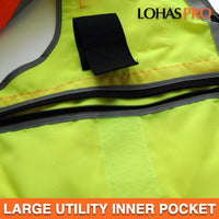 ANSI Class 2 High Visibility Surveyor Safety Vest with 14 Pockets Reflective Work Vest for Construction Utility Engineering