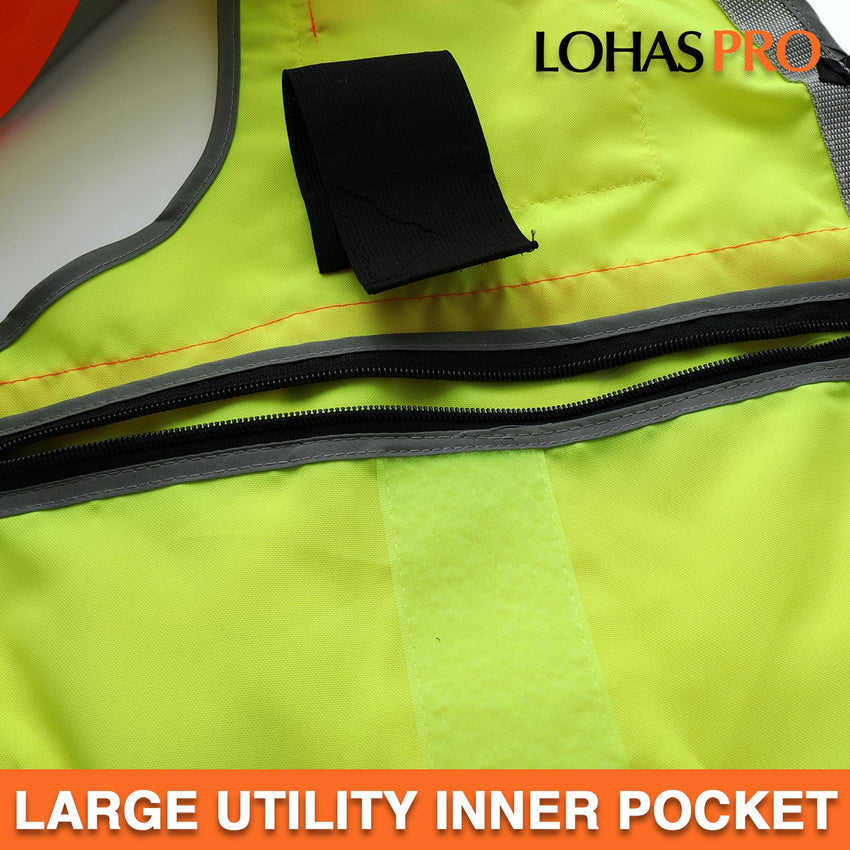 ANSI Class 2 High Visibility Surveyor Safety Vest with 14 Pockets Reflective Work Vest for Construction Utility Engineering