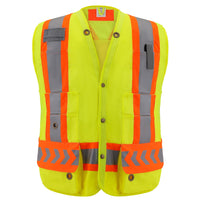 ANSI Class 2 High Visibility Safety Vest with 9 Pockets Reflective Surveyor Vest for Construction Road Work Utility