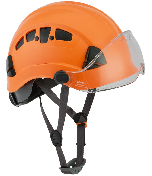 UNINOVA Type I Class C Vented Climbing-Style Safety Helmet with Clear Visor